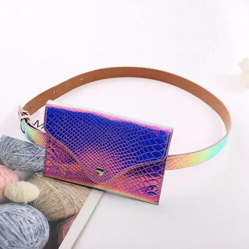 

Lady Girl Rainbow Transparent Fanny Pack Bum Women Purse Waist Bag SU