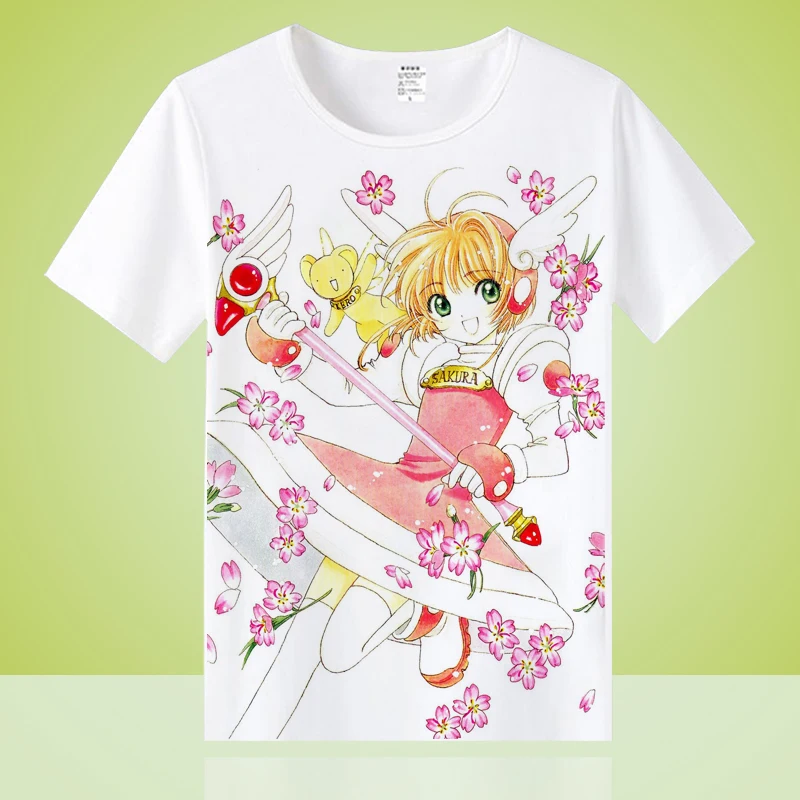 Футболка Cardcaptor Sakura с коротким рукавом белая футболка футболки для подростков