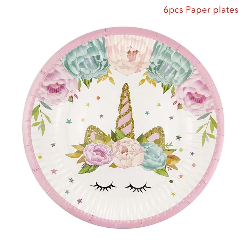 Волшебный Единорог вечерние розовая тема салфетки пластины чашки ребенок душ