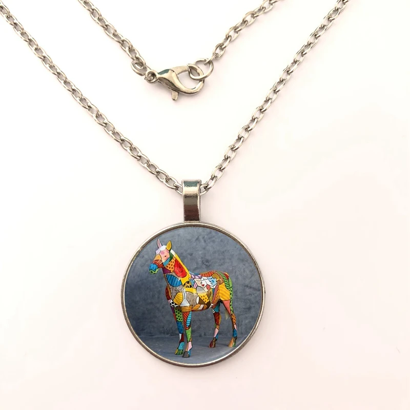 Женское ювелирное украшение в виде лошади с граффити бронзовое ожерелье