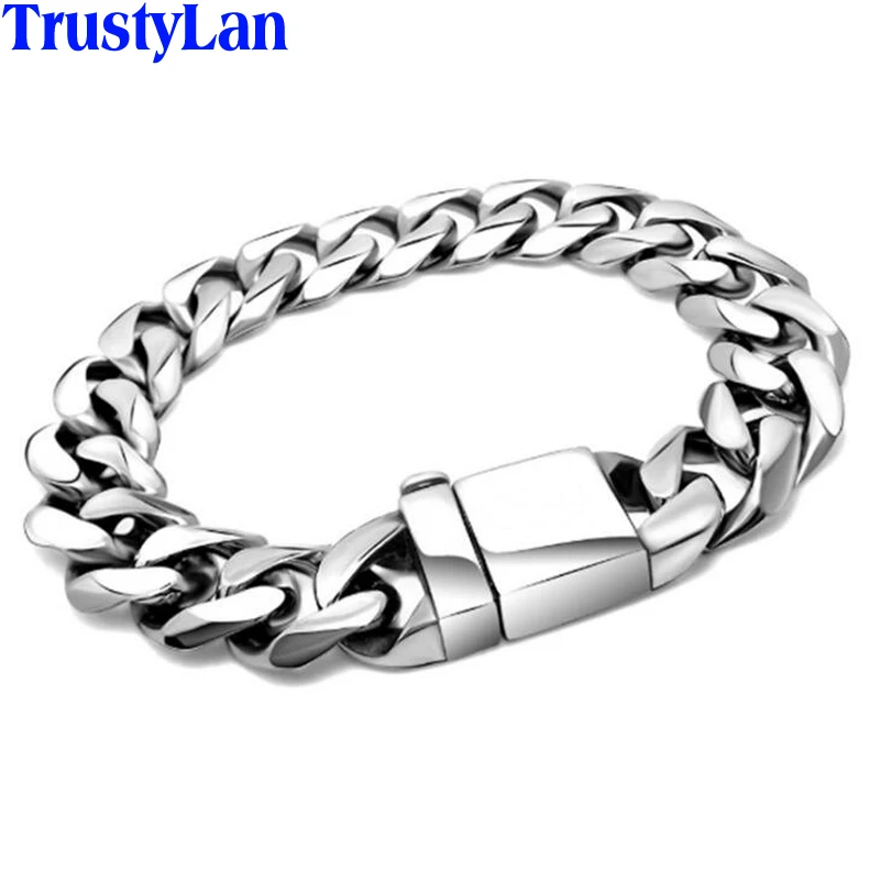 Полированный браслет из нержавеющей стали 316L с цепочкой мужской мужские