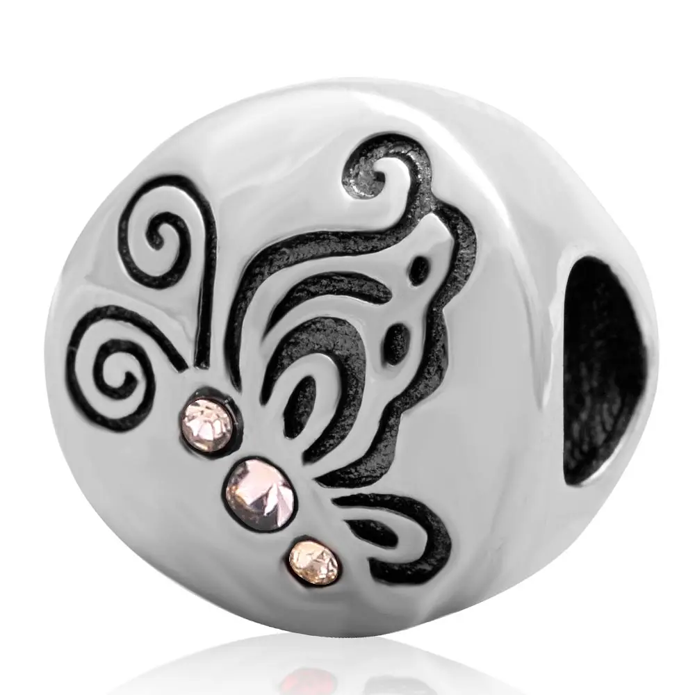 Стерлингового Серебра 925 бабочка Из Бисера Шарм любовь подарок Мать Сын дизайн