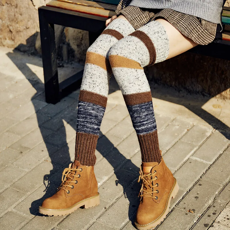 Tapados Mujer Invierno теплые гетры женские танцевальные носки аксессуары для балета Jambiere Chaussette полосатые облегающие повязки