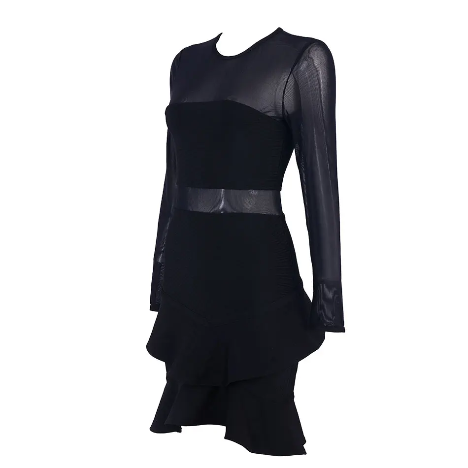 DressBird женское платье осень-зима с длинным рукавом Бандажное облегающее