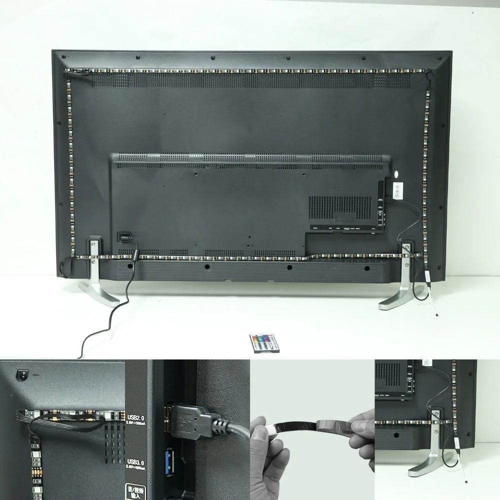 5050 RGB Светодиодная лента Водонепроницаемая DC 5 В USB светодиодный светильник гибкие ленты 50 см 1 м 2 м 3 м 4 м 5 м с пультом дистанционного управления для ТВ фона ноутбука