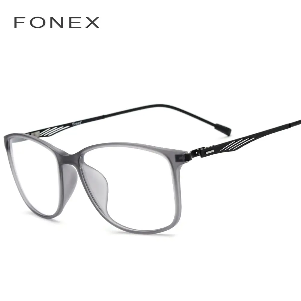 FONEX TR90 сплав Оптическое стекло es для мужчин полный квадратный близорукость по рецепту стекло для глаз es рамка корейские Безвинтовые очки 9854 - Цвет оправы: Clear Gray