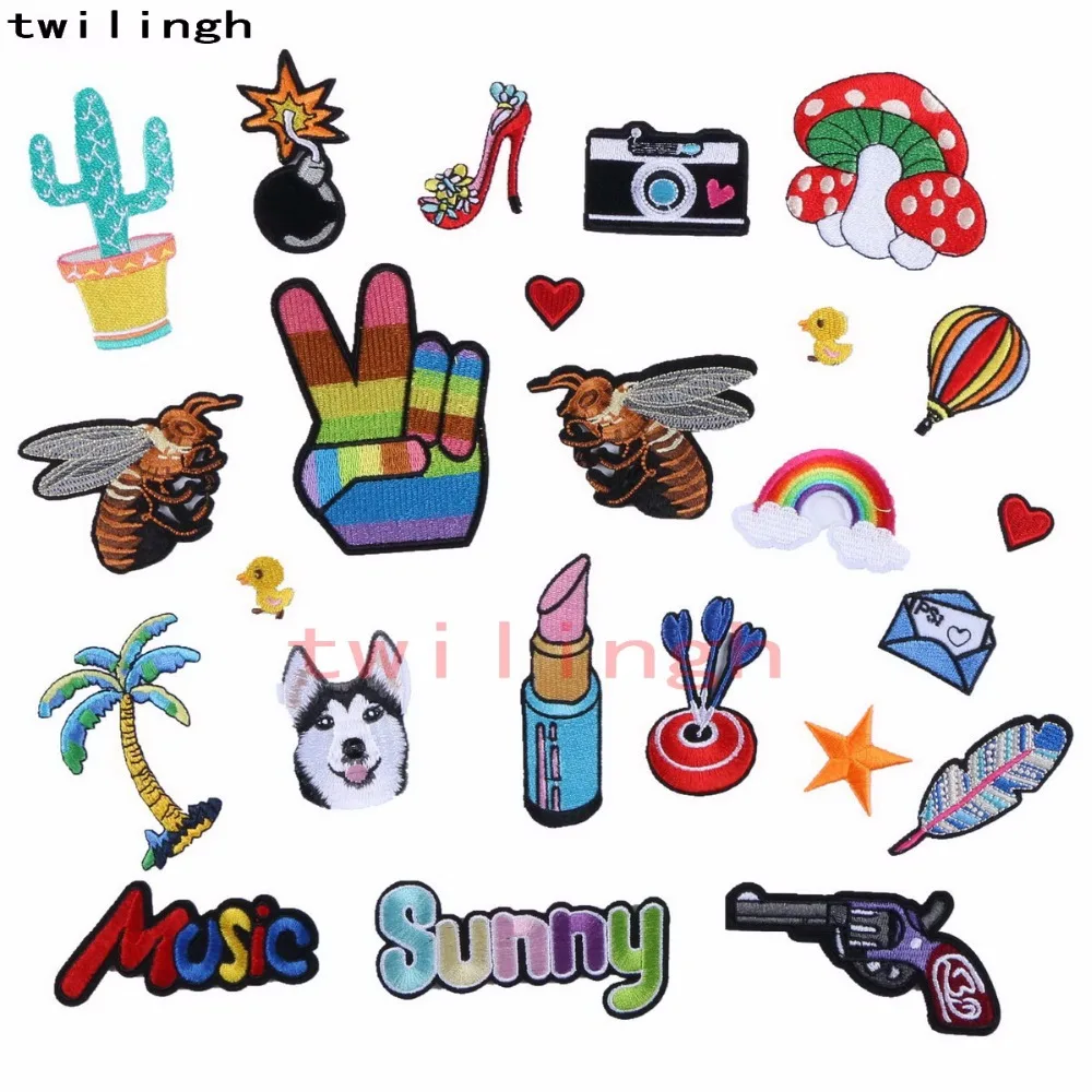 1 шт./лот фирменные вышитые нашивки с буквенным рисунком цветные блестки железные