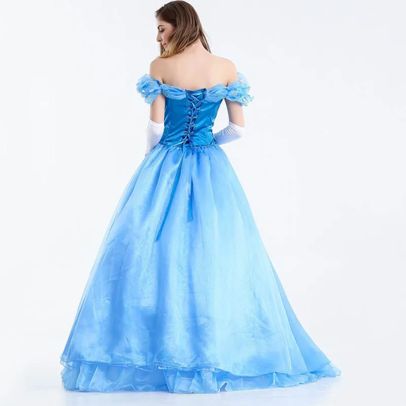 Женский костюм для косплея Золушки голубой белоснежный принцессы костюмы на