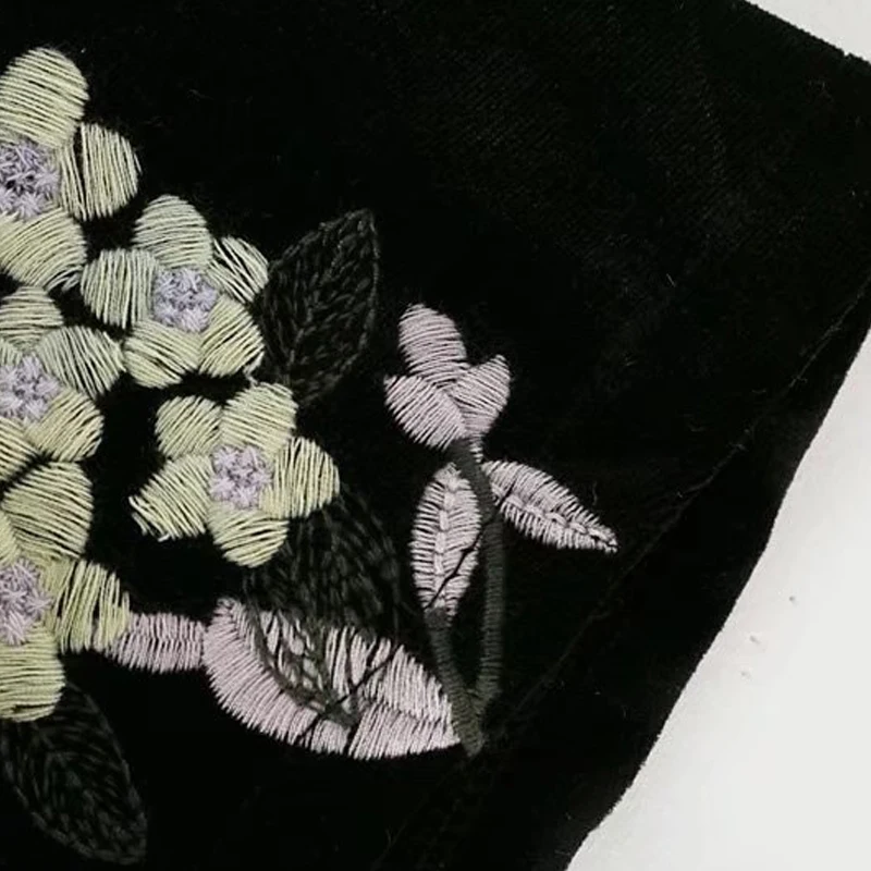 Чу Mark женские вельветовые на осень-зиму платья цветочной вышивкой Винтаж Ретро