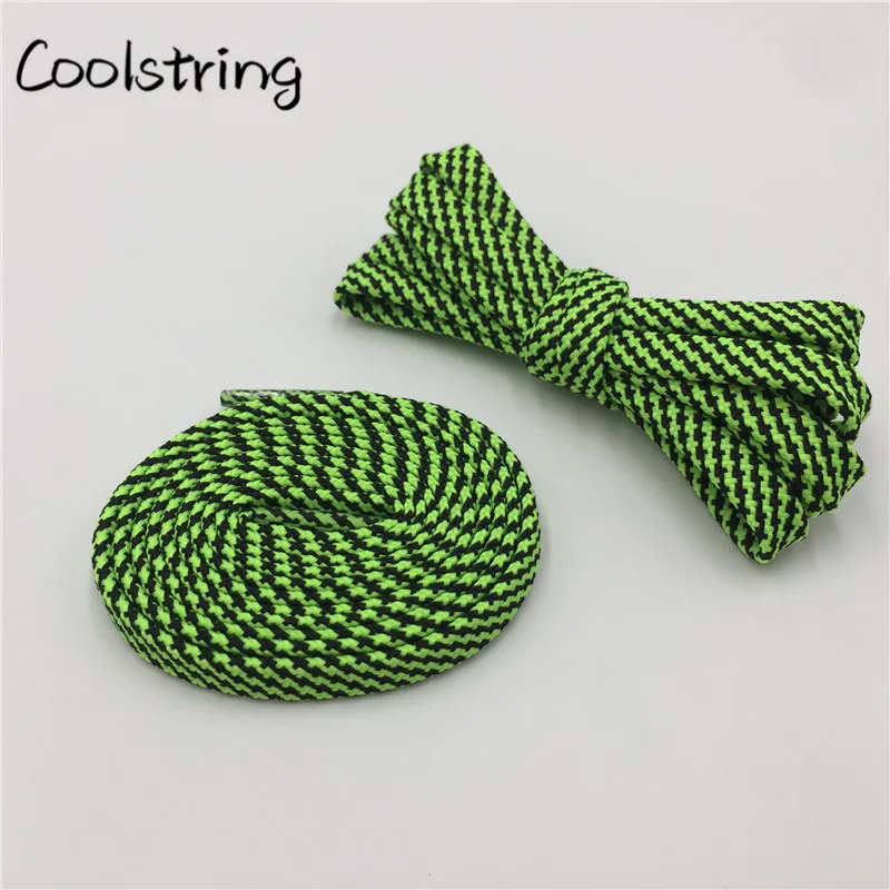 Coolstring Открытый Пешие прогулки загрузки шнурки атлетические полиэстер черный флуоресцентный зеленый Прохладный замена уникальные плоские шнурки