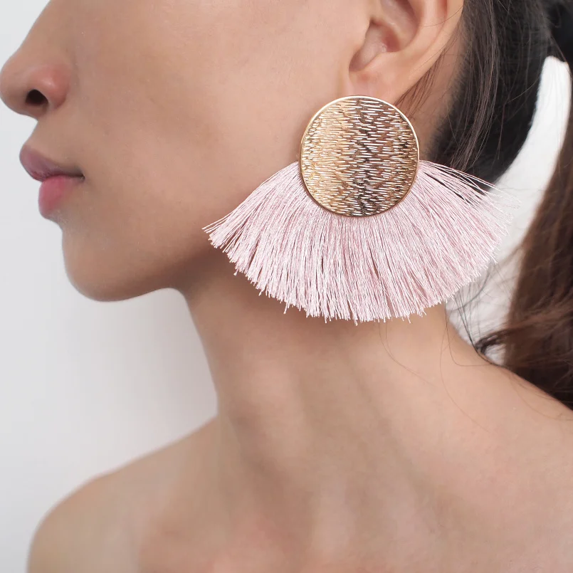 Женские богемные серьги с широкими кисточками MANILAI большие массивные Висячие из