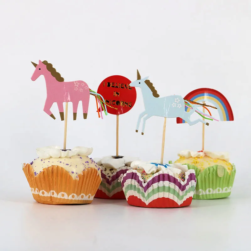 24 шт. единороги лошадь мультфильм бахрома хвост искусственные топперы для