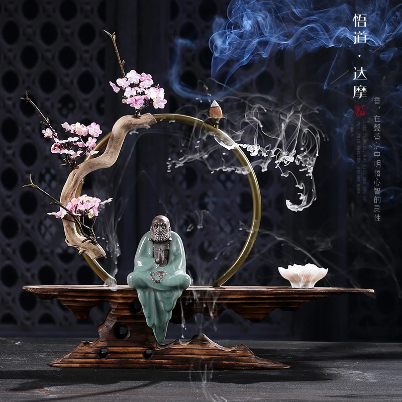 Zen Lucky курильница для благовоний, выветренная древесина, искусственные растения, курильница для благовоний керамическая курильница, цветочный горшок с персонажем, домашний декор, ремесла - Цвет: A