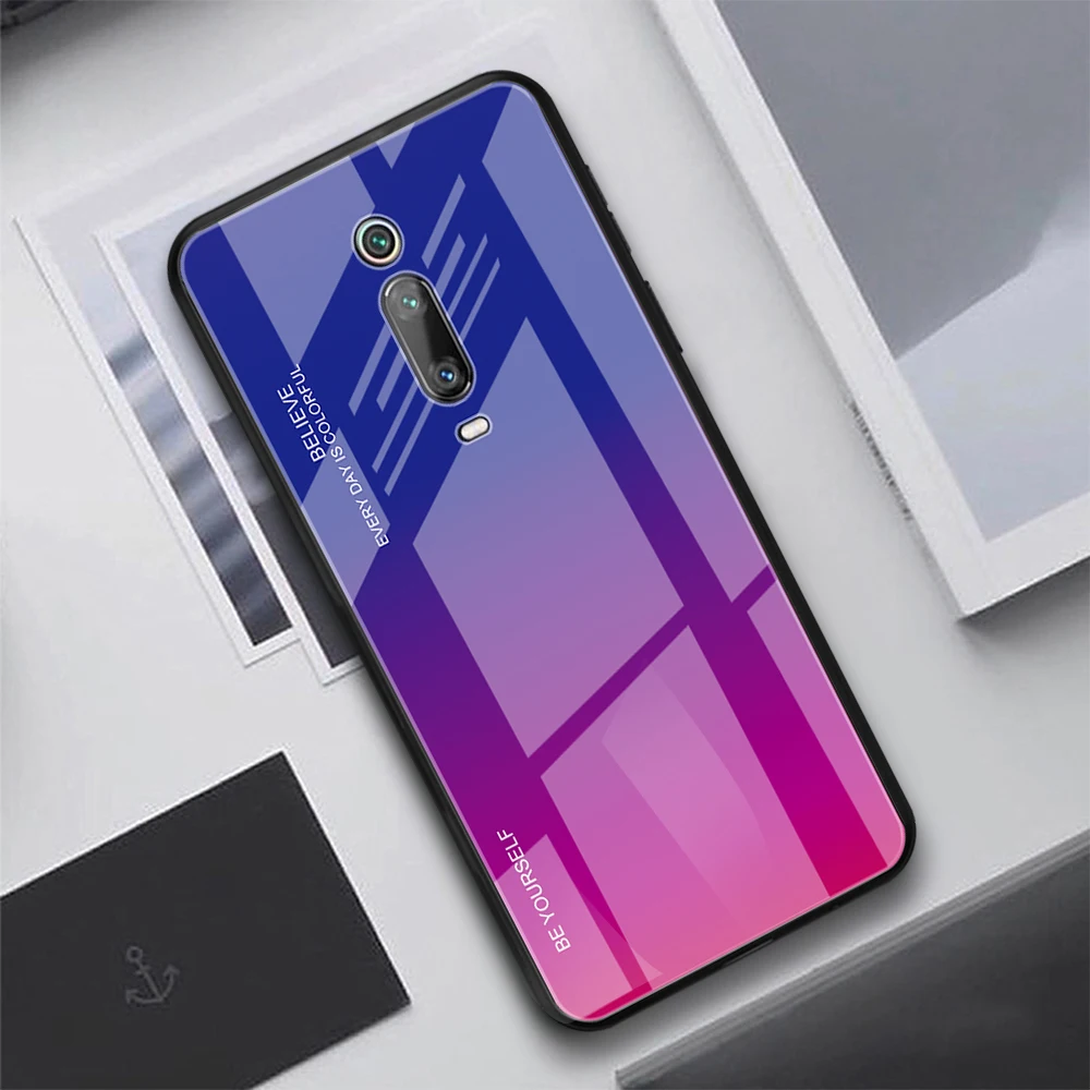 For Xiaomi F1 8 Lite 6 Pro 6X 5X Mix3 9 SE Gradient Tempered Glass Cover on for Redmi Go Note 5 5Plus 6A Note7 k20 7A case |