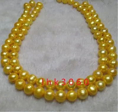 

11-13MM NATURAL SOUTH SEA GOLDEN PEARL NECKLACE 32">Selling jewerly free shipping