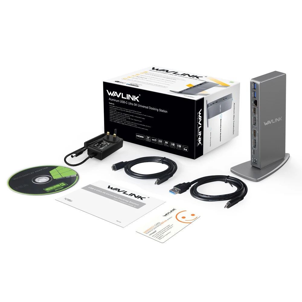 Wavlink алюминиевая USB C Универсальная док-станция USB 3,0 Ultra 5K Dual 4K@ 60Hz HD несколько дисплеев HDMI/Gigabit Ethernet Windows