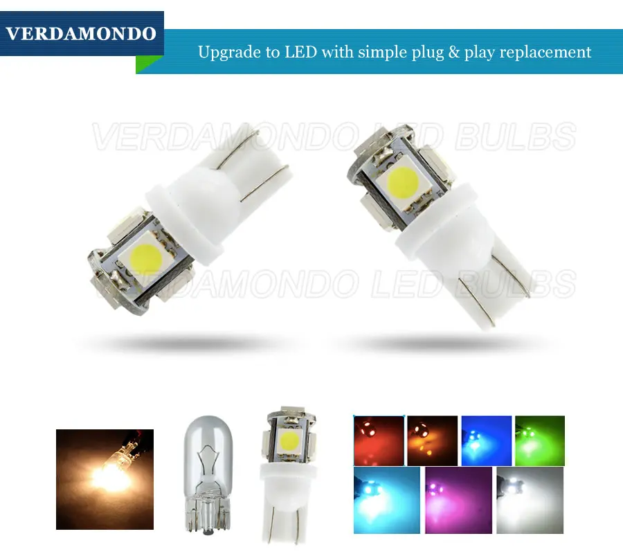 10X T10 W5W 194 168 автомобильный фонарь 5050 SMD Светодиодная парковочная лампа