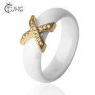 Золотое кольцо в американском стиле с крестом для женщин и мужчин, модное керамическое кольцо белого и черного цвета, ювелирные изделия, обручальные кольца, подарок для матери