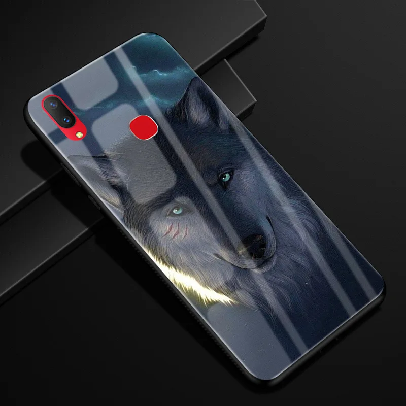 Чехол для Vivo Y91, Y95, закаленное стекло, чехол с рисунком, черный, TPU, бампер, чехол для Vivo Y95, Vivo Y91, чехол для телефона, стекло, Y 91 - Цвет: 06