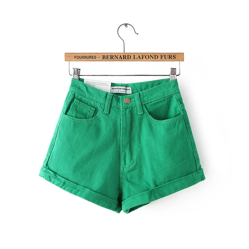 Fashion Slim High Waist Women Denim Punk Shorts Preppy Style Loose Casual AA Jeans Short Student Female Thin Solid Color Summer | Женская