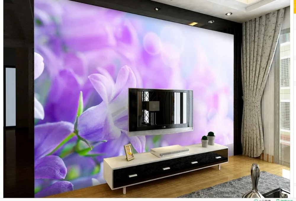 Фон для фотографий с фиолетовыми цветами фэнтезийные 3D обои настенные на заказ