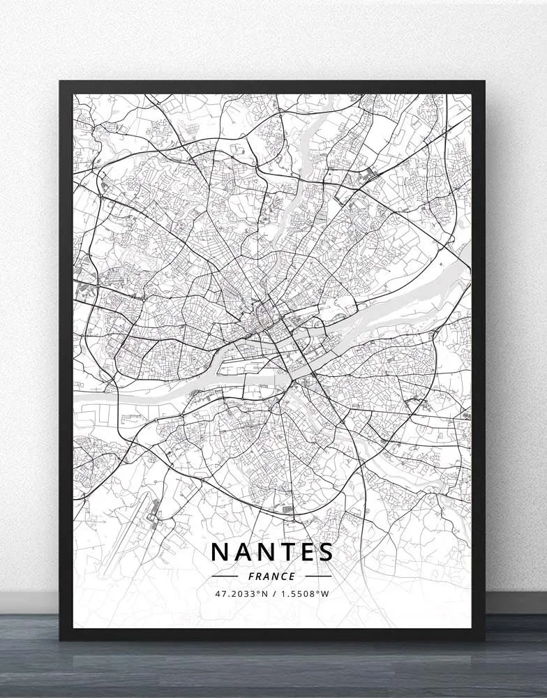 Nantes Nice Nimes Orleans Perpignan Reims Rennes Rouen Saint Etienne Paul strason Toulon Toulouse Tours France Map Poster|Рисование и