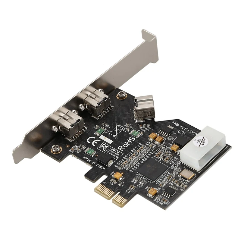Плата контроллера PCI-Express IEEE 1394b FireWire с 3 портами(2 внешних+ 1 внутренний