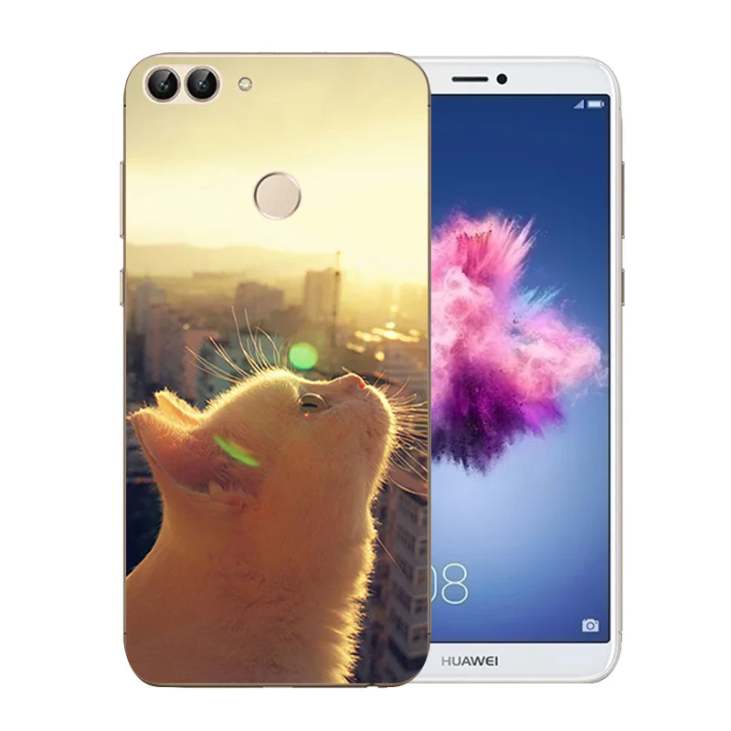 Чехлы для телефонов 5 65 дюймов Huawei P Smart Clear Soft TPU Enjoy 7S FIG-L21 FIG-LX1 LX2 LX3 Luck Cat Pattern |