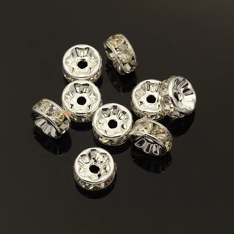 

Pandahall Brass Rhinestone Spacer Beads, Grade A Loose Mixed Color Rhinestone, Silver Color, Nickel Free, hole: 1mm