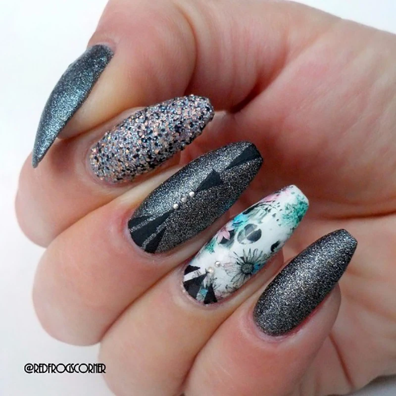 1 шт. наклейка на ногти водная с сексуальным черепом переводная для нейл арта