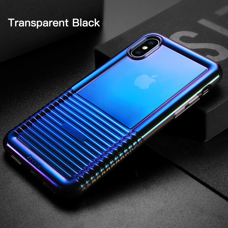Градиентный телефонный чехол Baseus для iPhone Xs Max, Xr, X, S, R, Xsmax, противоударный мягкий силиконовый чехол-накладка для iPhone X, Max, Fundas - Цвет: Transparent Black
