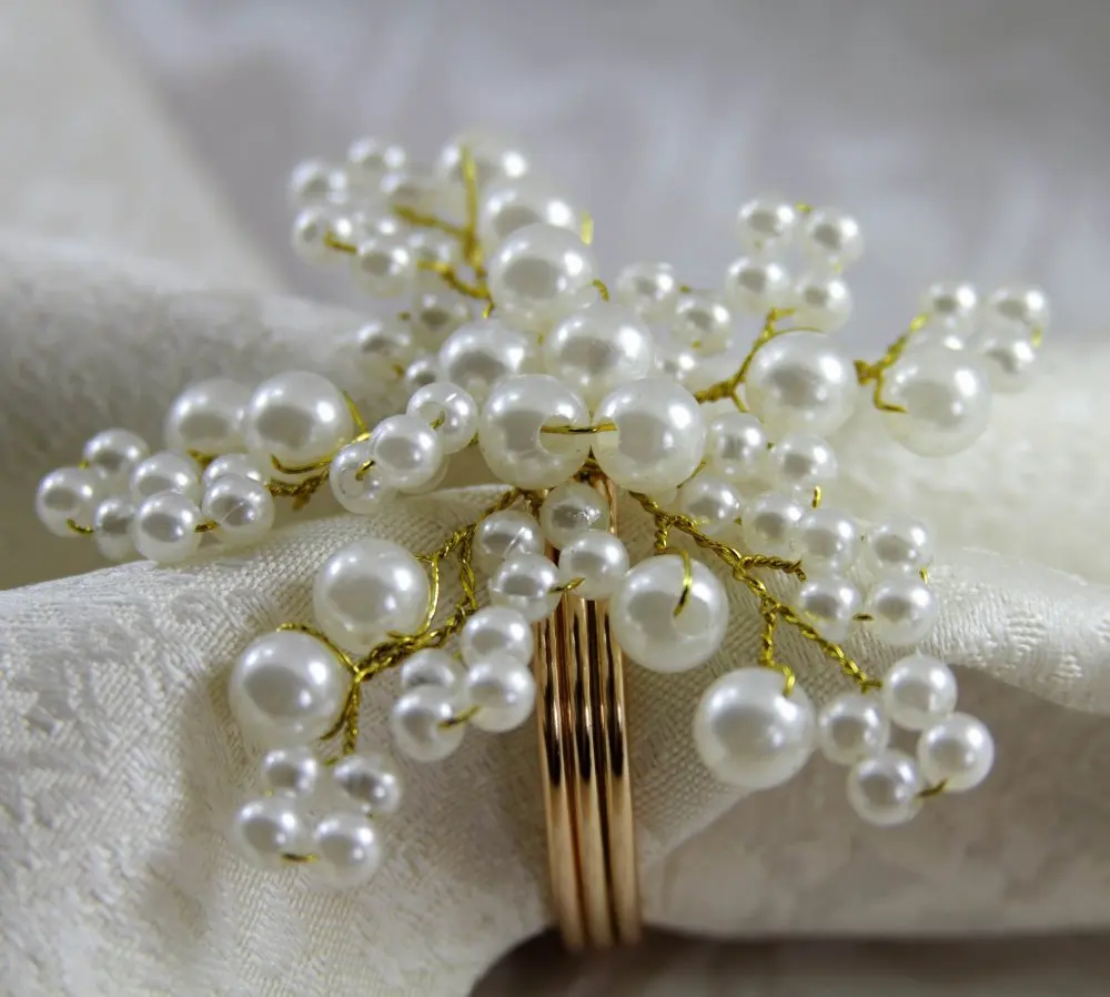 Свадебный держатель для салфеток с белым жемчугом | Дом и сад