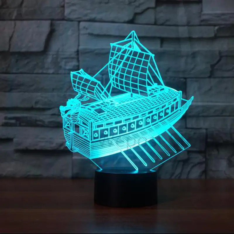 Парусная лодка 3d ночник Led 7 цветов меняющая настольная лампа usbsithroom Огни Новинка