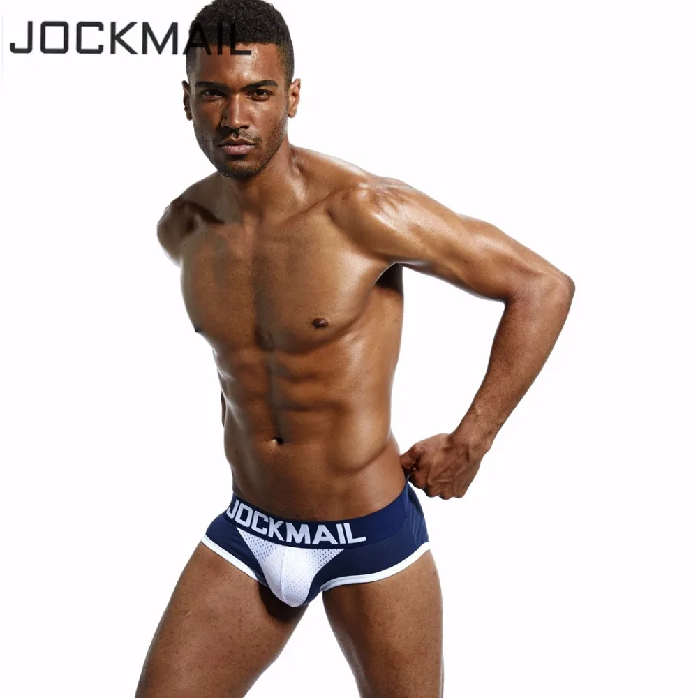 JOCKMAIL Мужские дышащие брифы с выпуклыми чашками сексуальные нейлоновые сетчатые