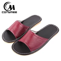 female home indoor slippers flip flops summer 2019 leather sandals beach slippers non slip men women casual shoes bath slippers