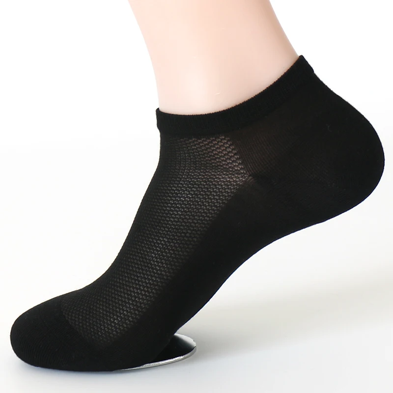 4 Pack Spring/Summer Ultra-thin No Show Spun Silk Men's Socks Male Mesh Pure Black Color Breathable Sneaker Socks Slippers BF