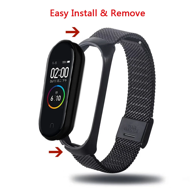 

Xiaomi Mi Band 4 Metal Wrist Strap Stainless Steel Bracelet Wristbands Mi Band 4 Replacement Watch Strap For Xiaomi Mi Miband 4