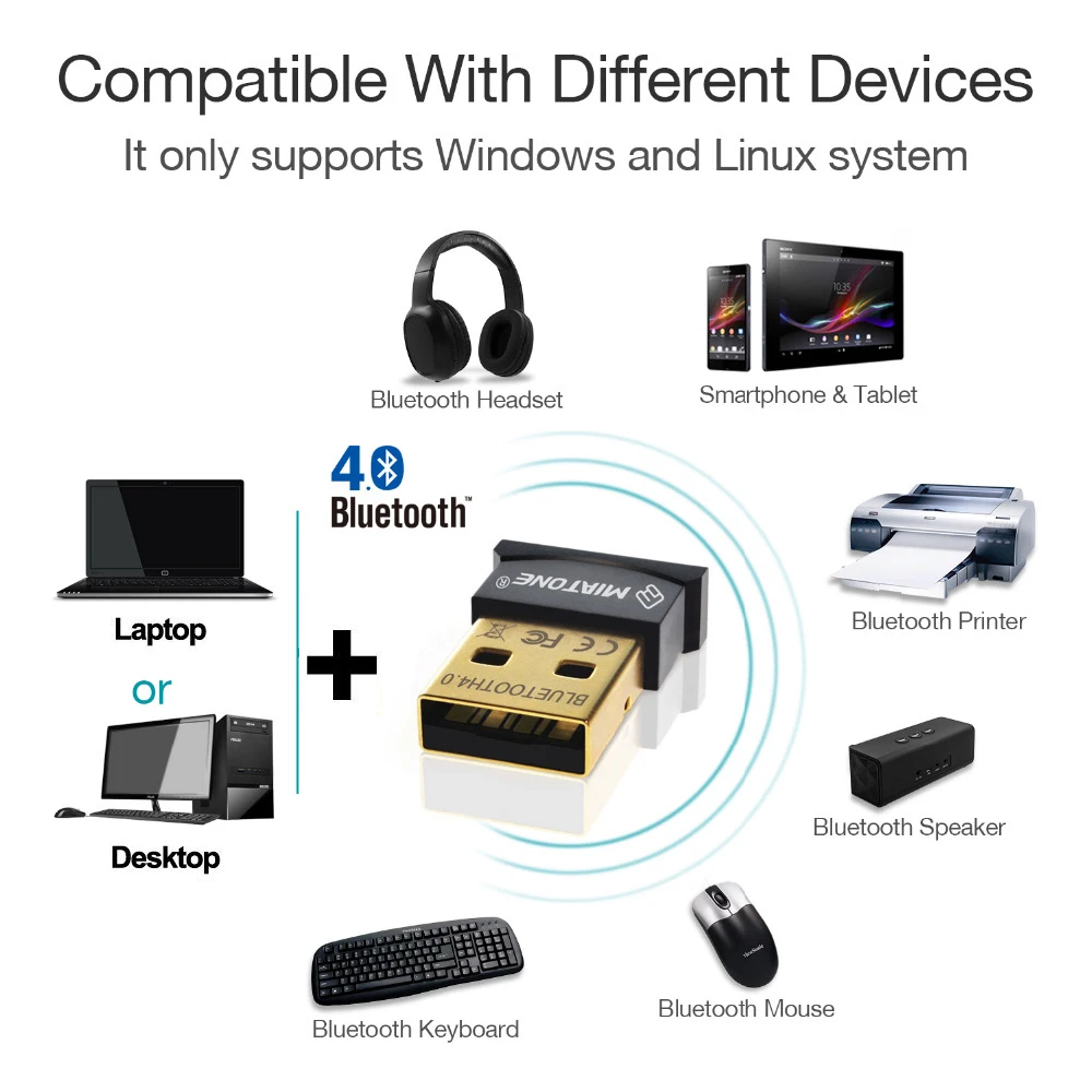 Беспроводной usb-адаптер Bluetooth CSR 4,0 двухрежимный мини bluetooth-передатчик для ПК Windows 10 8 Win 7 Vista XP Linux