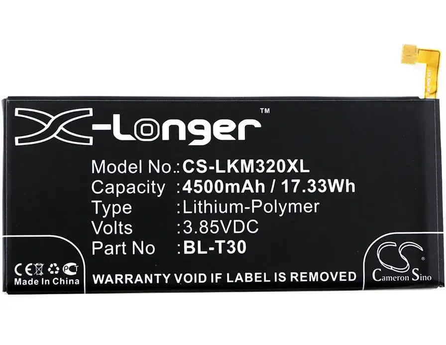 Аккумулятор Cameron Sino 4500 мАч для LG Fiesta K10 Power M327 L64VL X 2 Allumage M320F L63BL charge