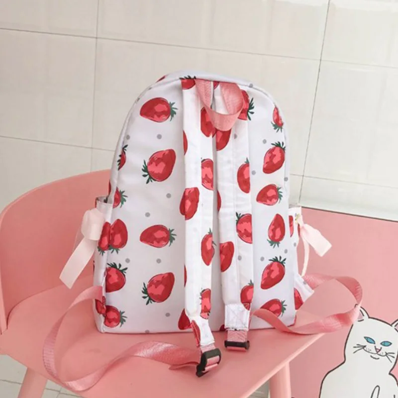 Женский рюкзак с принтом клубники фламинго для девочек подростков нейлоновые