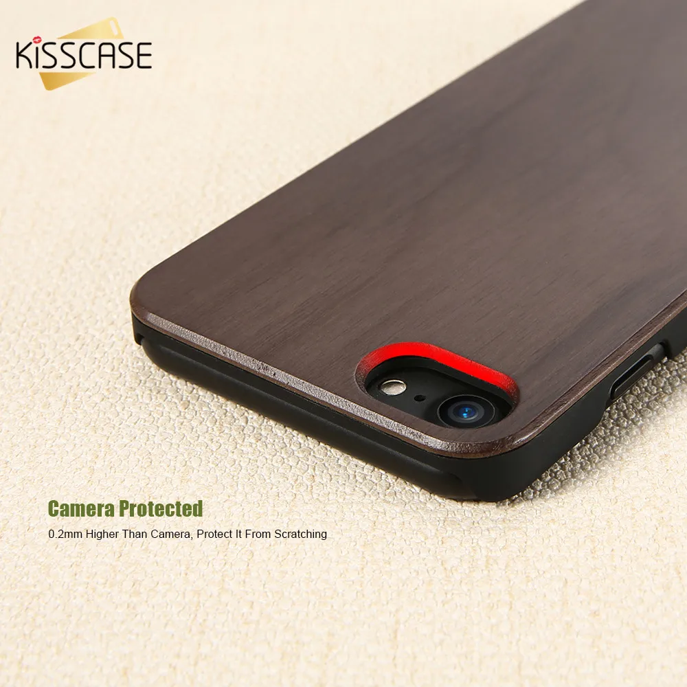 Kisscase для Apple Iphone 5 6 6S Plus 7 плюс деревянный случай из натуральной натурального