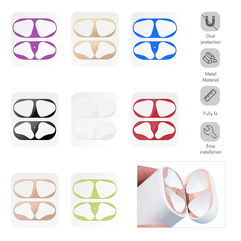 

1 компл. Ультратонкий защитный чехол для Apple Airpods металлическая пленка стикер железные стружки защита от пыли для наушников Airpod