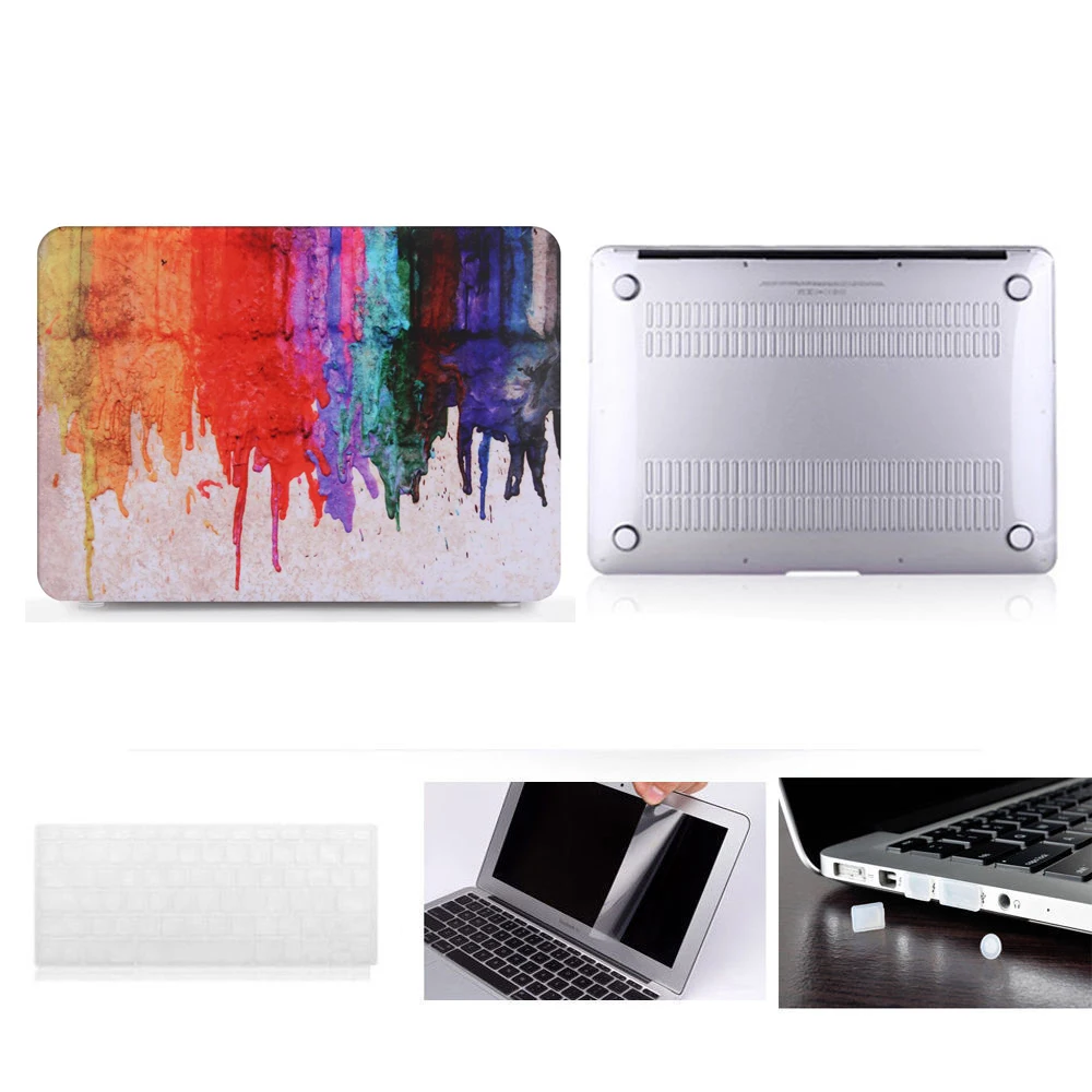 Жесткий чехол для ноутбука + клавиатуры пленка экрана пылезащитный Apple MacBook Air Pro