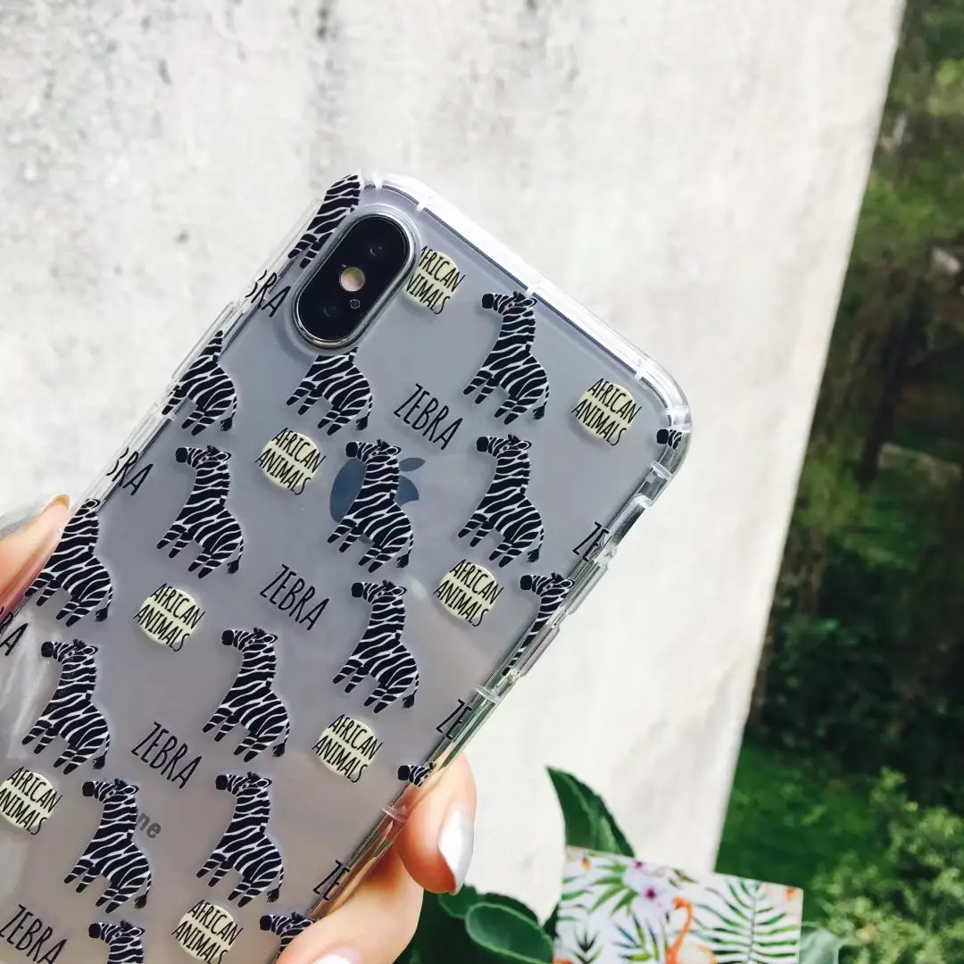 New Cute Cartoon Zebra Silicone Transparent Soft Case For iphone 8 7 7plus plus iPhone X Back Cover |