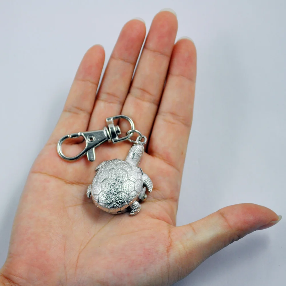 Textured Silver Tone Turtle Pendant Hunter Case Key Ring Watch | Наручные часы