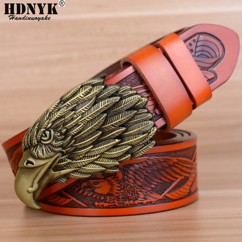 

Free Shipping Famous Eagle Design Cowskin Leather Belt Men's Belts Genuine Leather Belt Leisure Waistband Eagle Head Buckle
