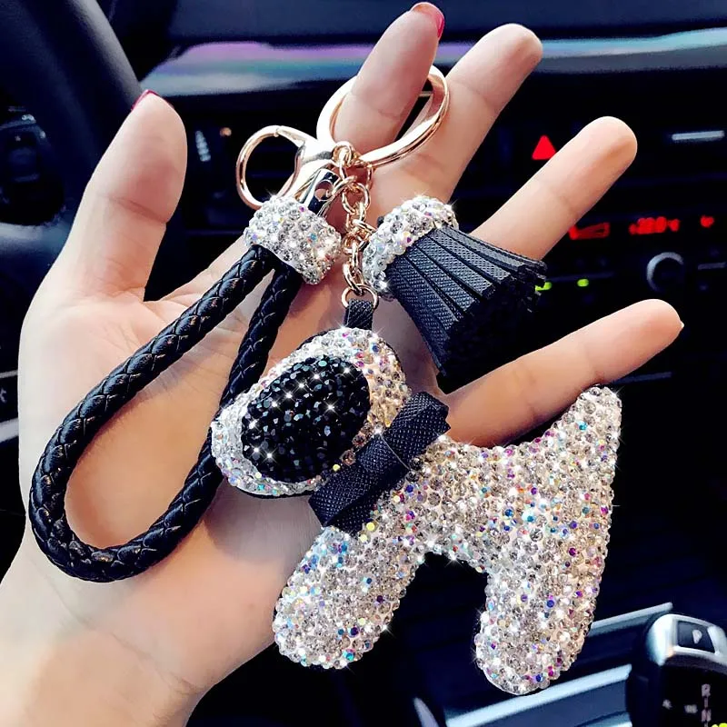 Женские Брелки для сумок новинка 2019 Кристальный собачий брелок ключей в виде