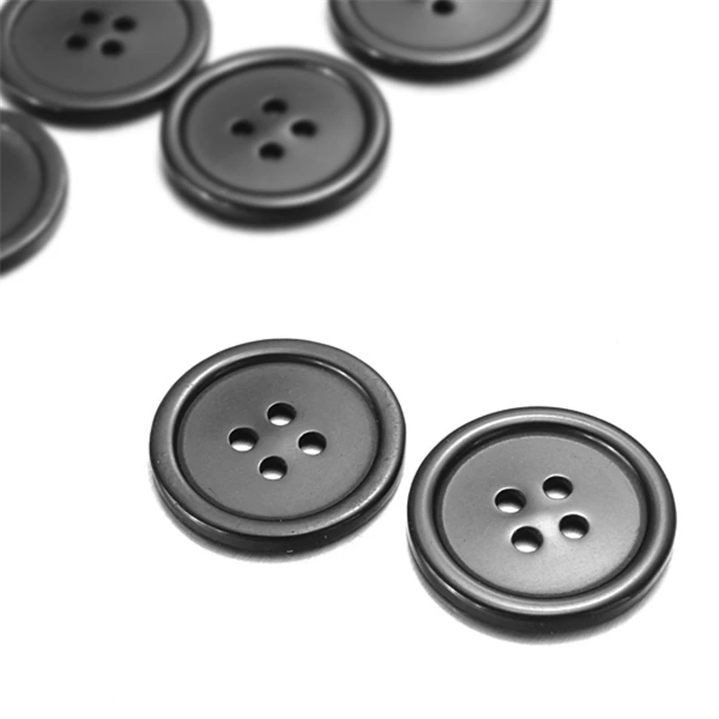 10pcs/Set 7 Sizes 4 Holes Retro Resin Black Button Decor For Sewing Crafts Clothes Coat DIY Muppet Decorative Accessories Tool images - 6