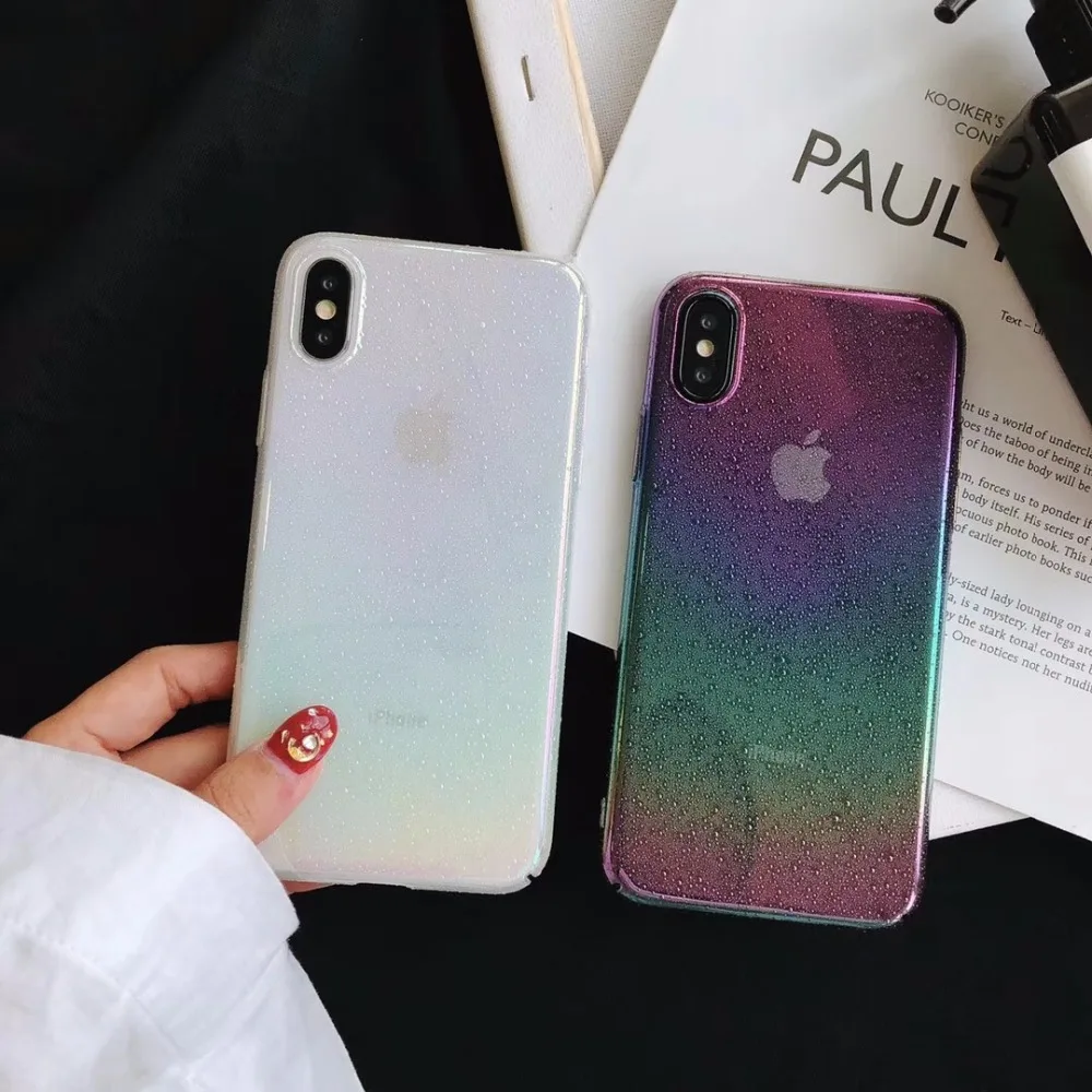 Fashion Rainbow Gradient Phone Case For iphone 6S 6 7 8 Plus X XS Max XR Cases Funny Water Drop translucent hard Back Cover Capa |