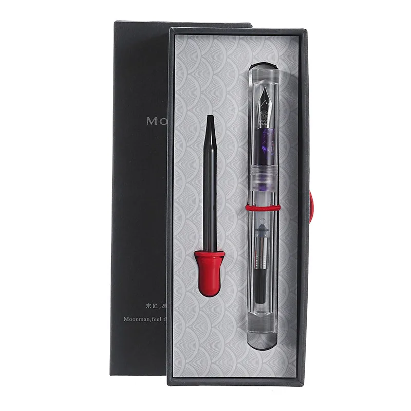 

Moonman C1 Transparent Fountain Pen Eye Dropper Fully Transparent Large-Capacity Ink Storing Iridic Fine 0.6mm Nib Gift Pen